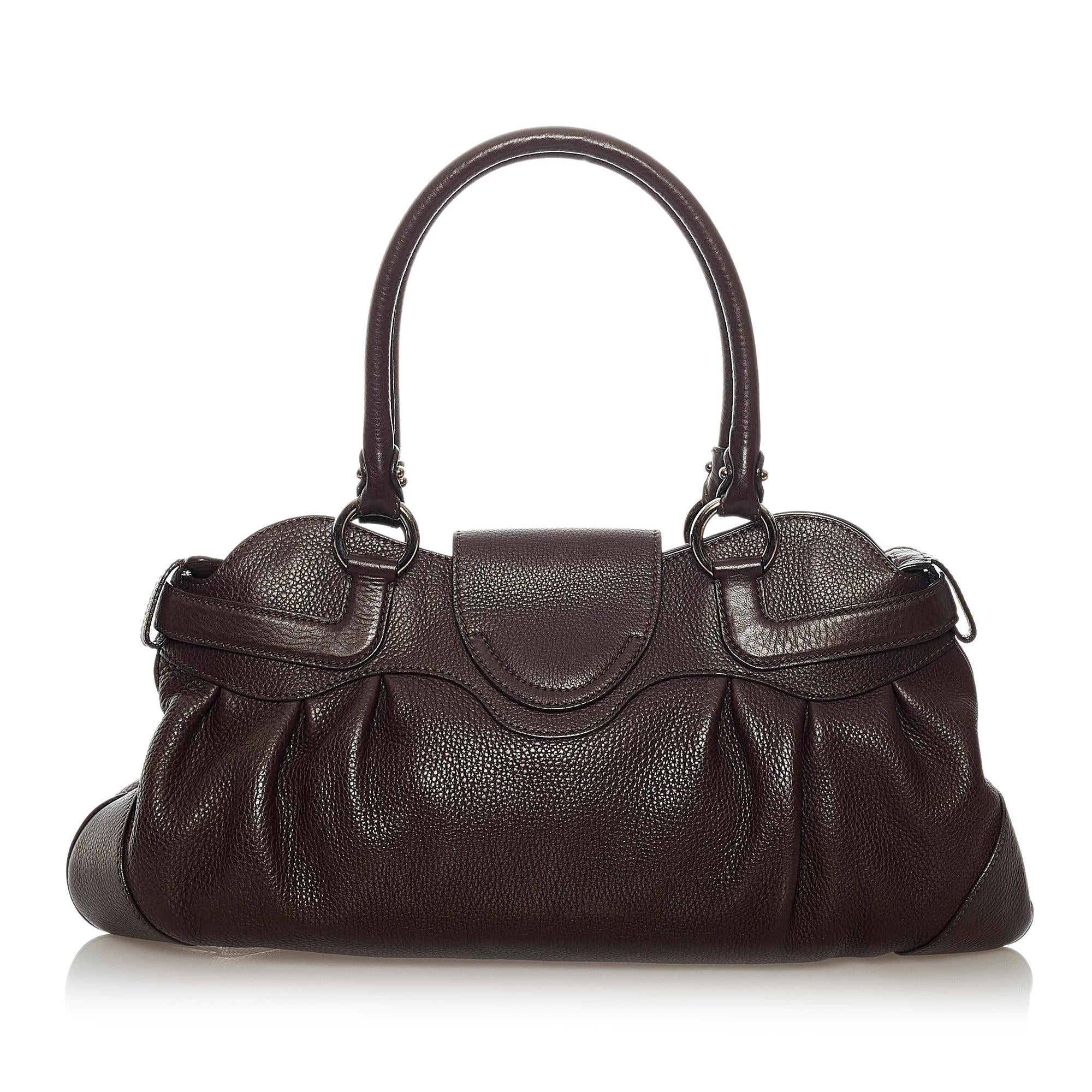 Salvatore Ferragamo Gancini Marisa Leather Shoulder Bag (SHG