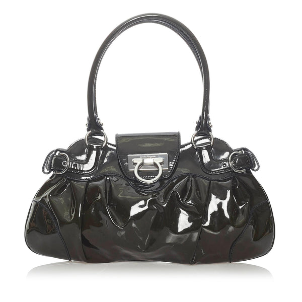 Salvatore Ferragamo Gancini Marisa Patent Leather Handbag (SHG-31731)