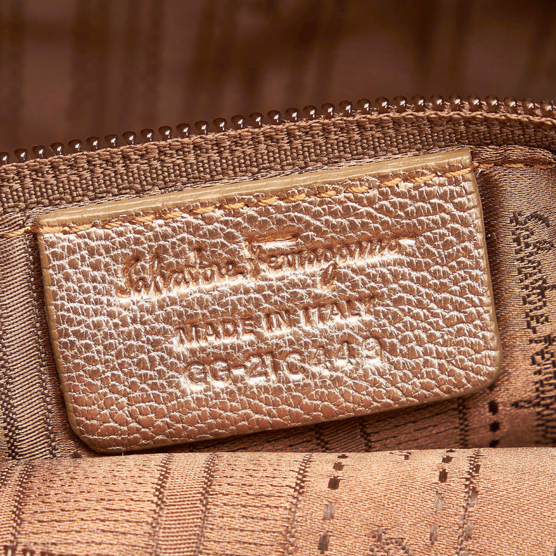 Salvatore Ferragamo Gancini Metallic Leather Handbag (SHG-33830)