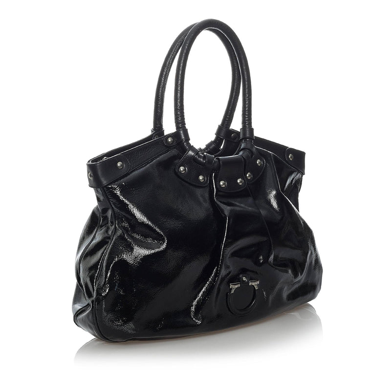 Salvatore Ferragamo Gancini Patent Leather Tote Bag (SHG-29562)
