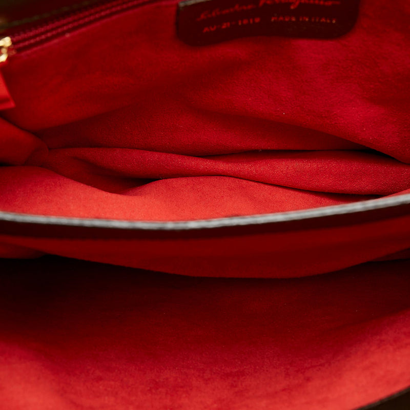 Salvatore Ferragamo Gancini Printed Leather Shoulder Bag (SHG-27815)