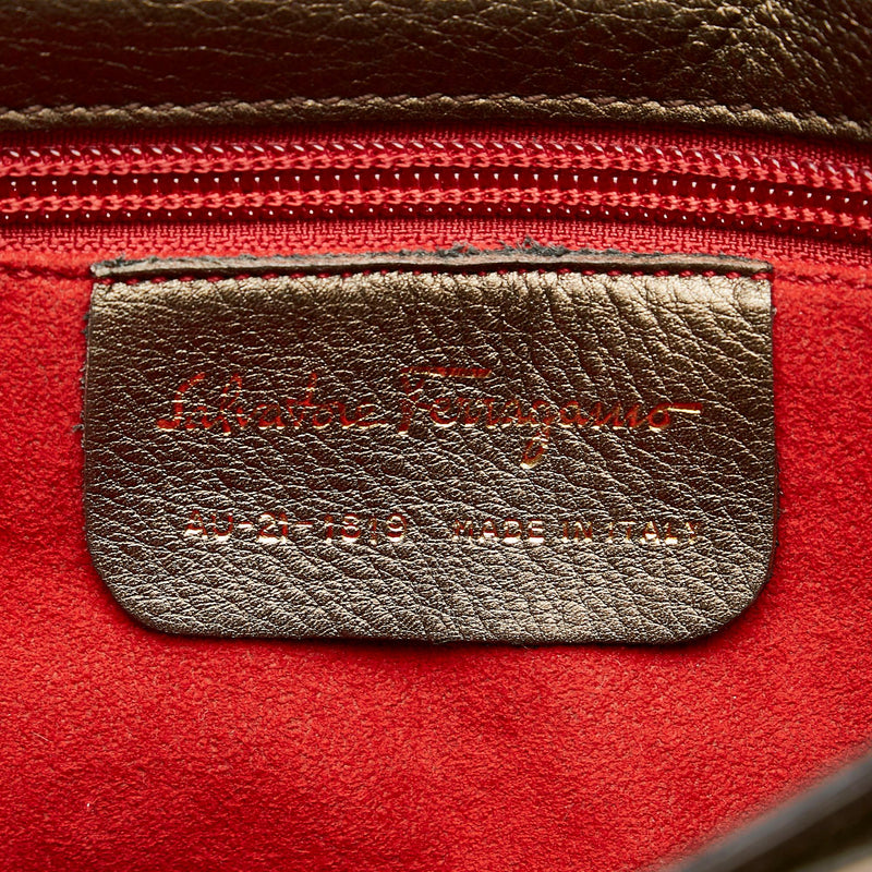 Salvatore Ferragamo Gancini Printed Leather Shoulder Bag (SHG-27815)