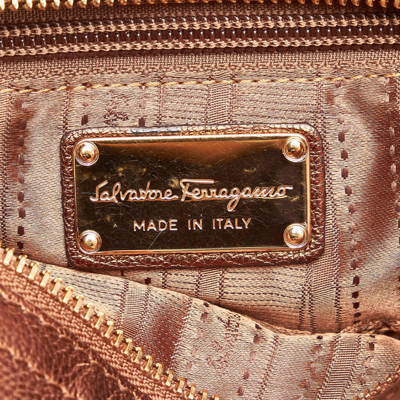 Salvatore Ferragamo Gancini Sofia Leather Satchel (SHG-34118)