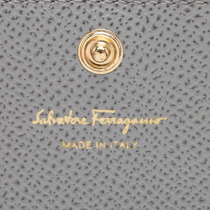 Salvatore Ferragamo Leather Bow Card Case Wallet (SHF-16182)