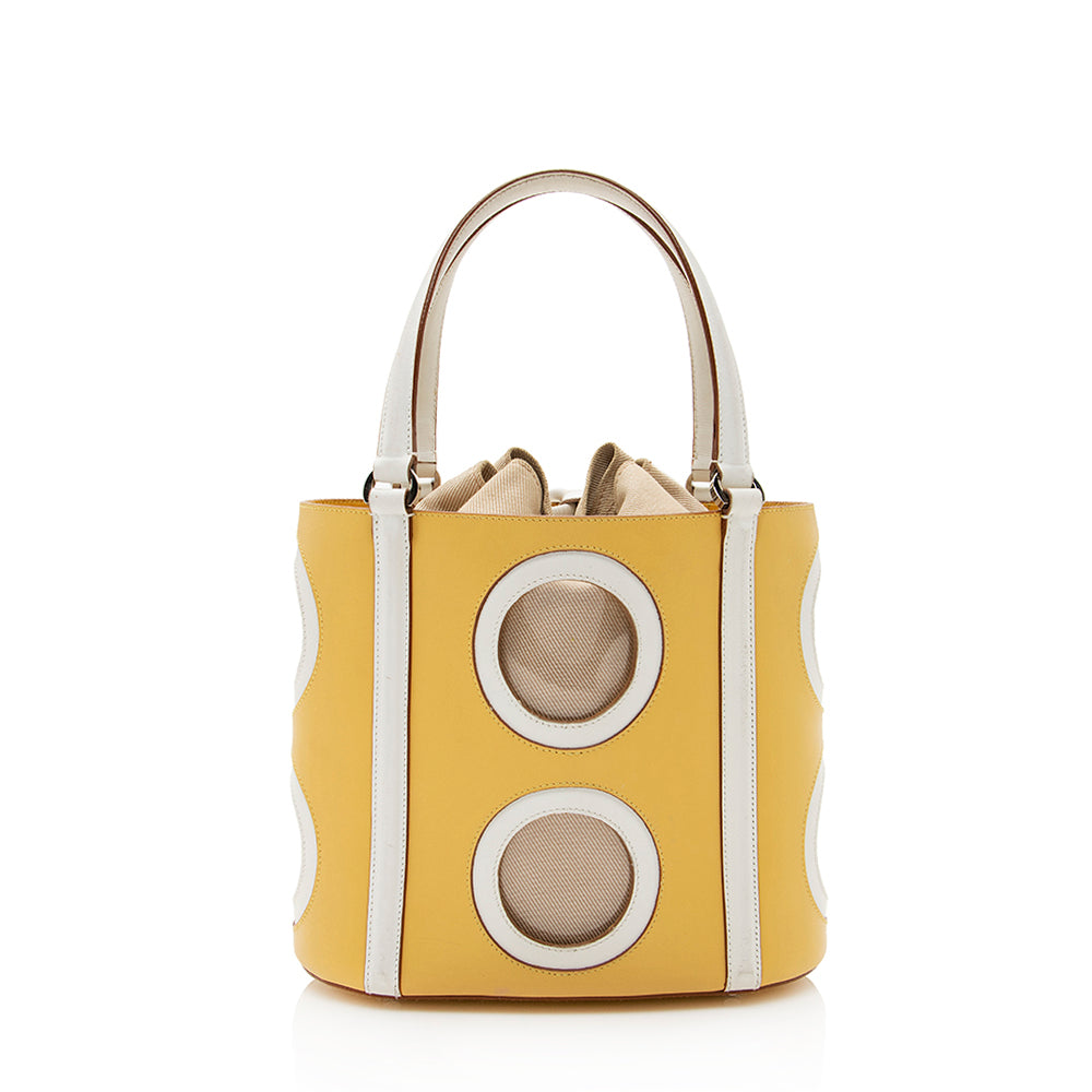 Salvatore Ferragamo Leather Cut Out Bucket Bag (SHF-19467)