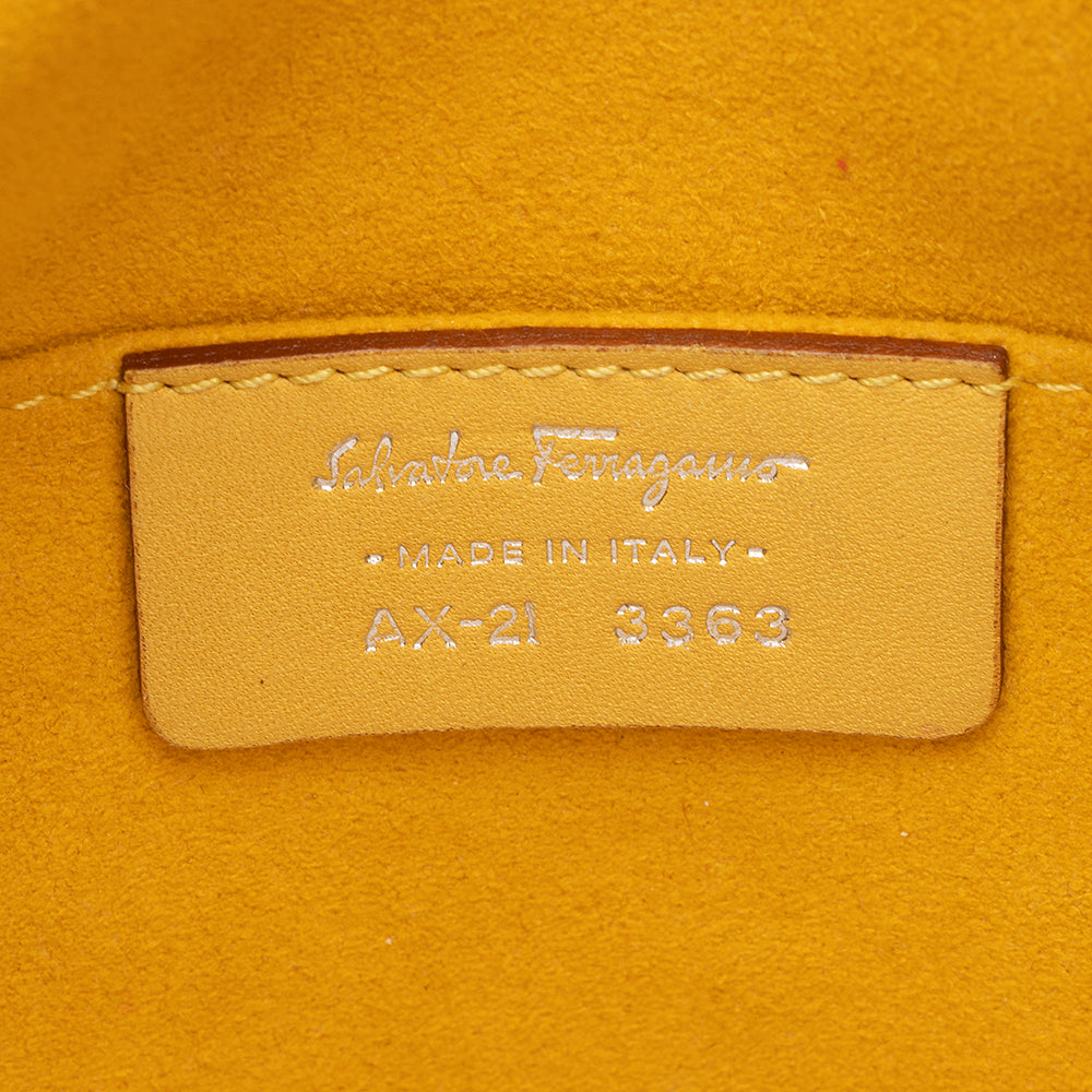 Salvatore Ferragamo Leather Cut Out Bucket Bag (SHF-19467)