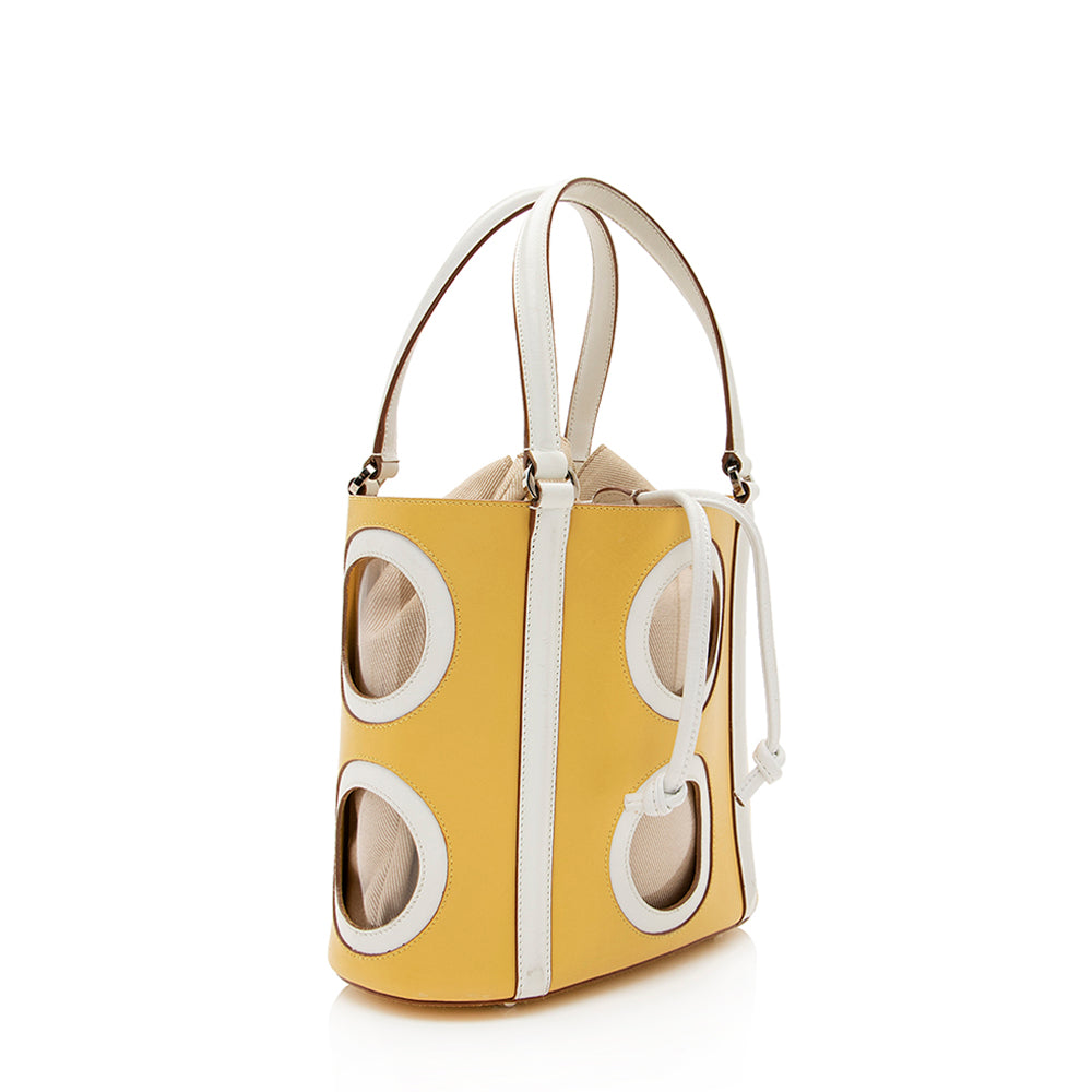 Salvatore Ferragamo Leather Cut Out Bucket Bag (SHF-19467)