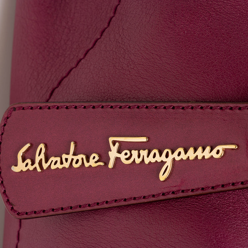 Salvatore Ferragamo Leather Gancini Handle Small Tote - FINAL SALE (SHF-17727)