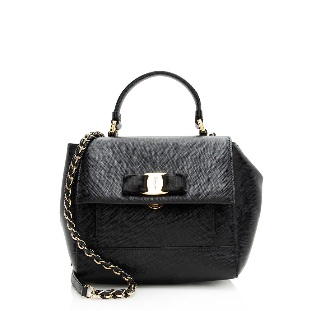 Salvatore Ferragamo Leather Vara Carrie Small Satchel - FINAL SALE (SHF-20158)