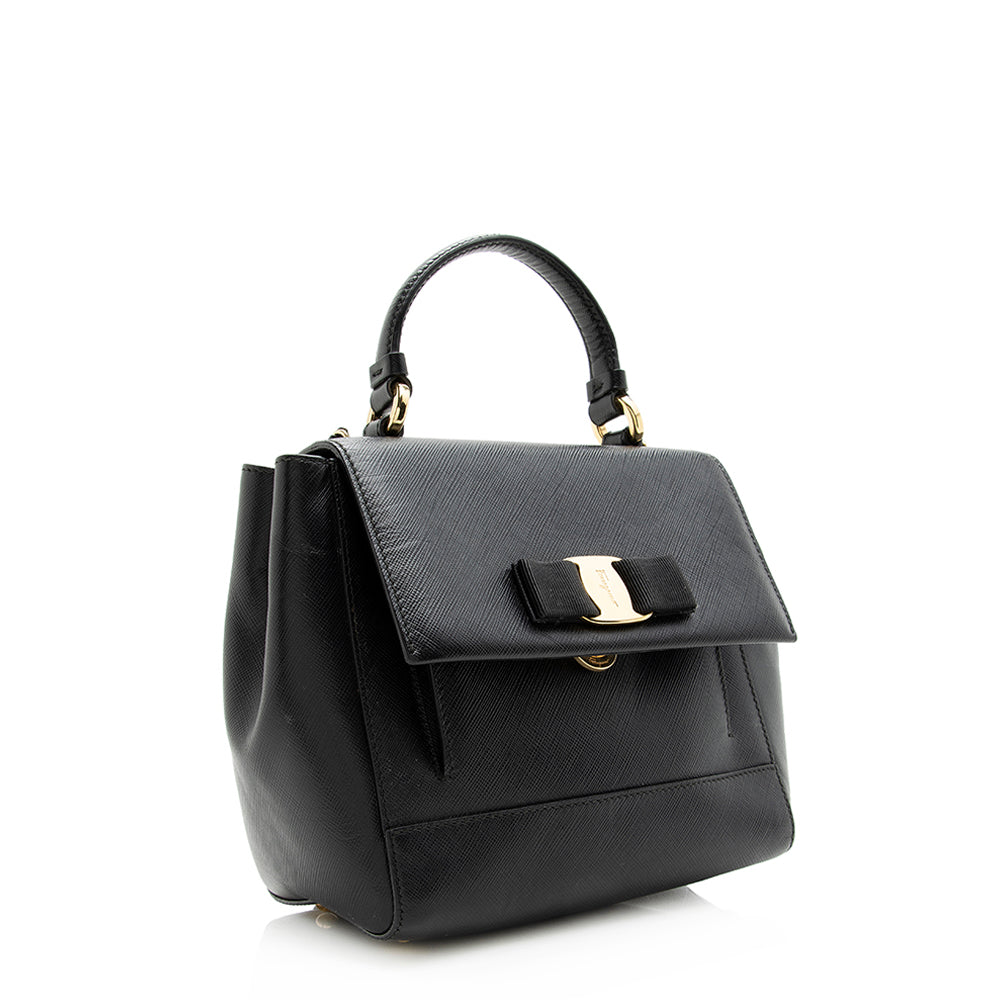 Salvatore Ferragamo Leather Vara Carrie Small Satchel - FINAL SALE (SHF-20158)