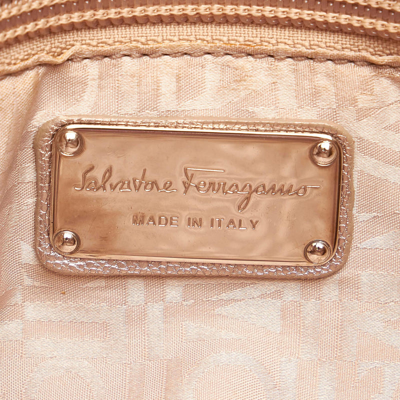 Salvatore Ferragamo Metallic Leather Vara Shoulder Bag (SHG-32625)