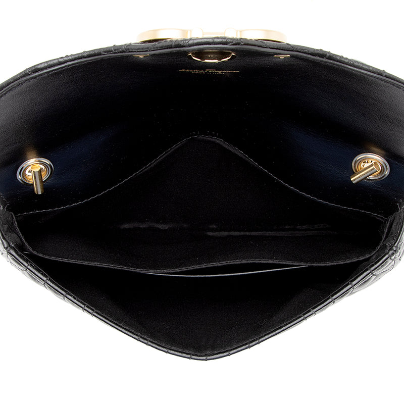 Salvatore Ferragamo Quilted Leather Gancini Mini Bag (SHF-21194)