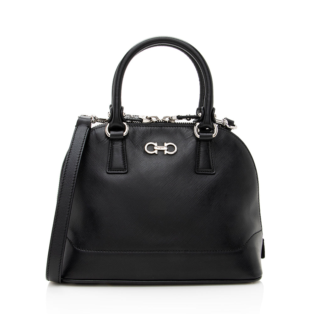 Salvatore Ferragamo Saffiano Leather Darina Mini Dome Satchel (SHF-19231)