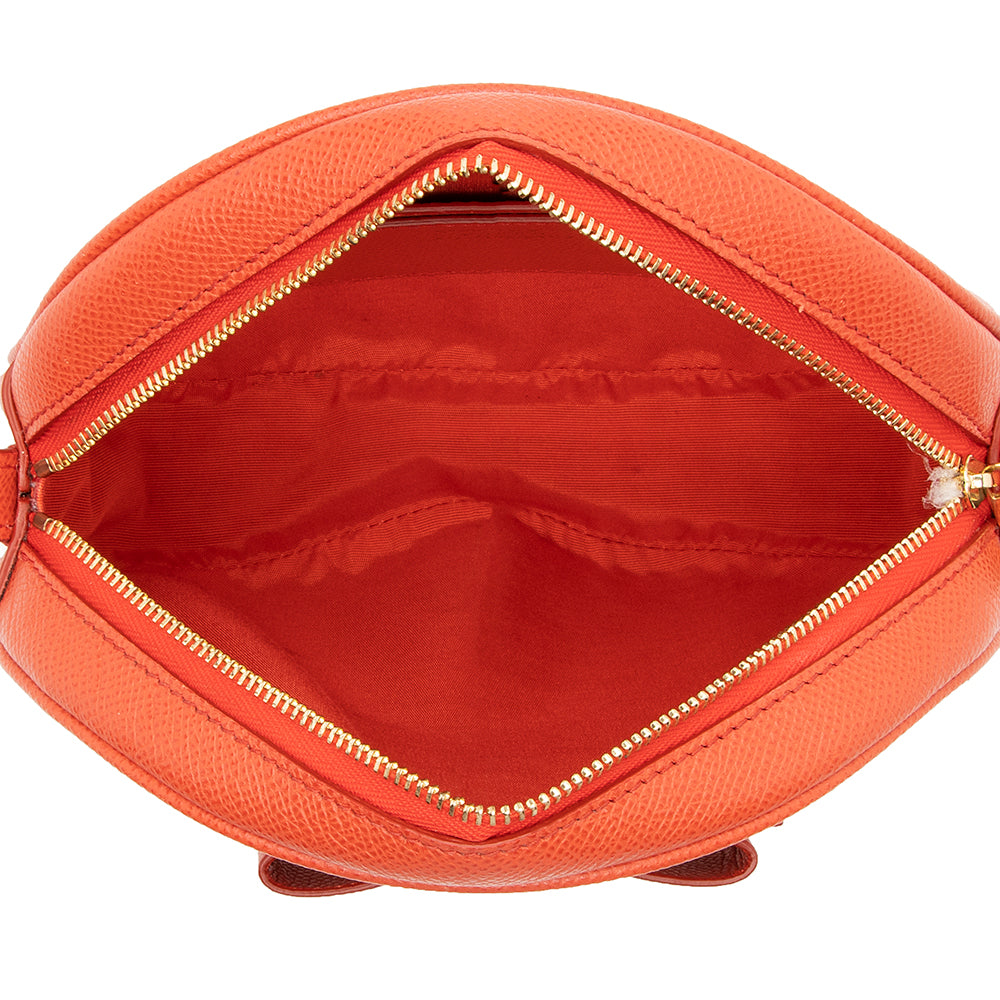 Salvatore Ferragamo Saffiano Leather Round Vara Crossbody Bag (SHF-16302)