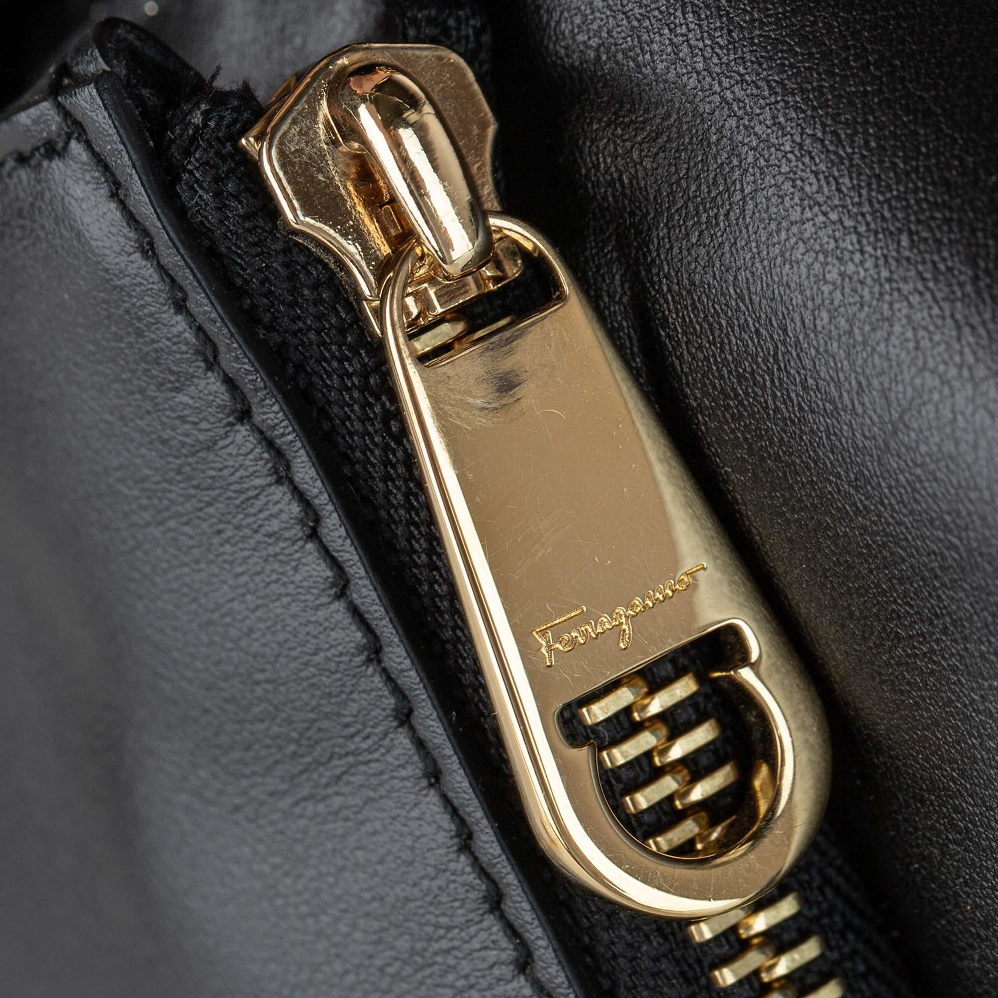 Salvatore Ferragamo Studded Leather Drawstring Backpack (SHG-20731)