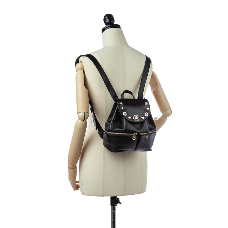 Salvatore Ferragamo Studded Leather Drawstring Backpack (SHG-20731)