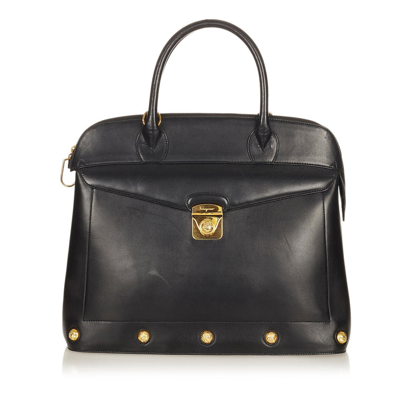 Salvatore Ferragamo Studded Leather Handbag (SHG-27045)