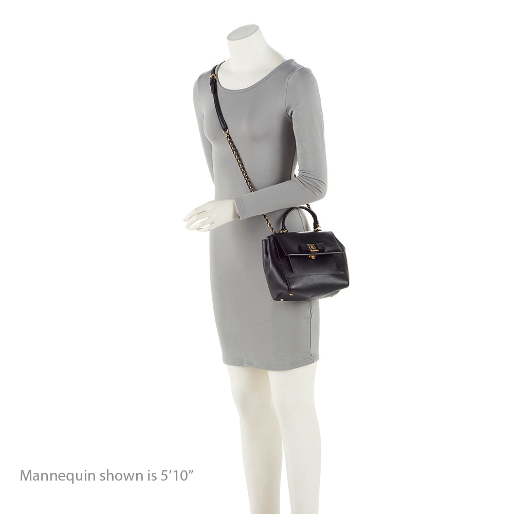 Salvatore Ferragamo Leather Vara Carrie Small Satchel - FINAL SALE (SHF-20158)