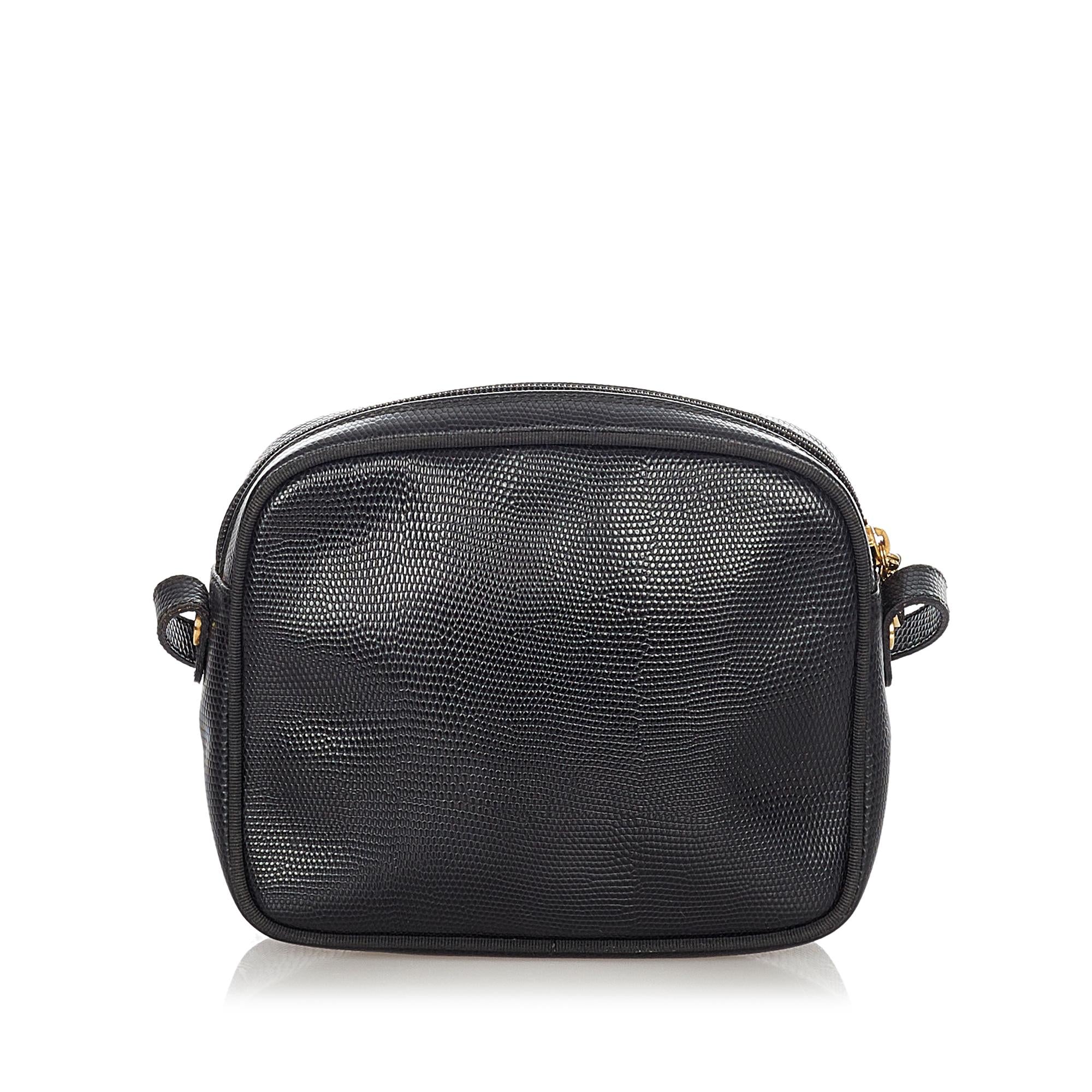 Salvatore Ferragamo Vara Embossed Leather Crossbody Bag (SHG-23496)