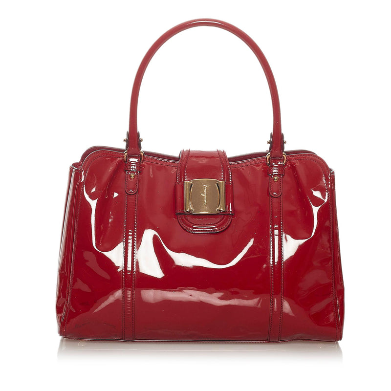 Salvatore Ferragamo Vara Patent Leather Handbag (SHG-27814)