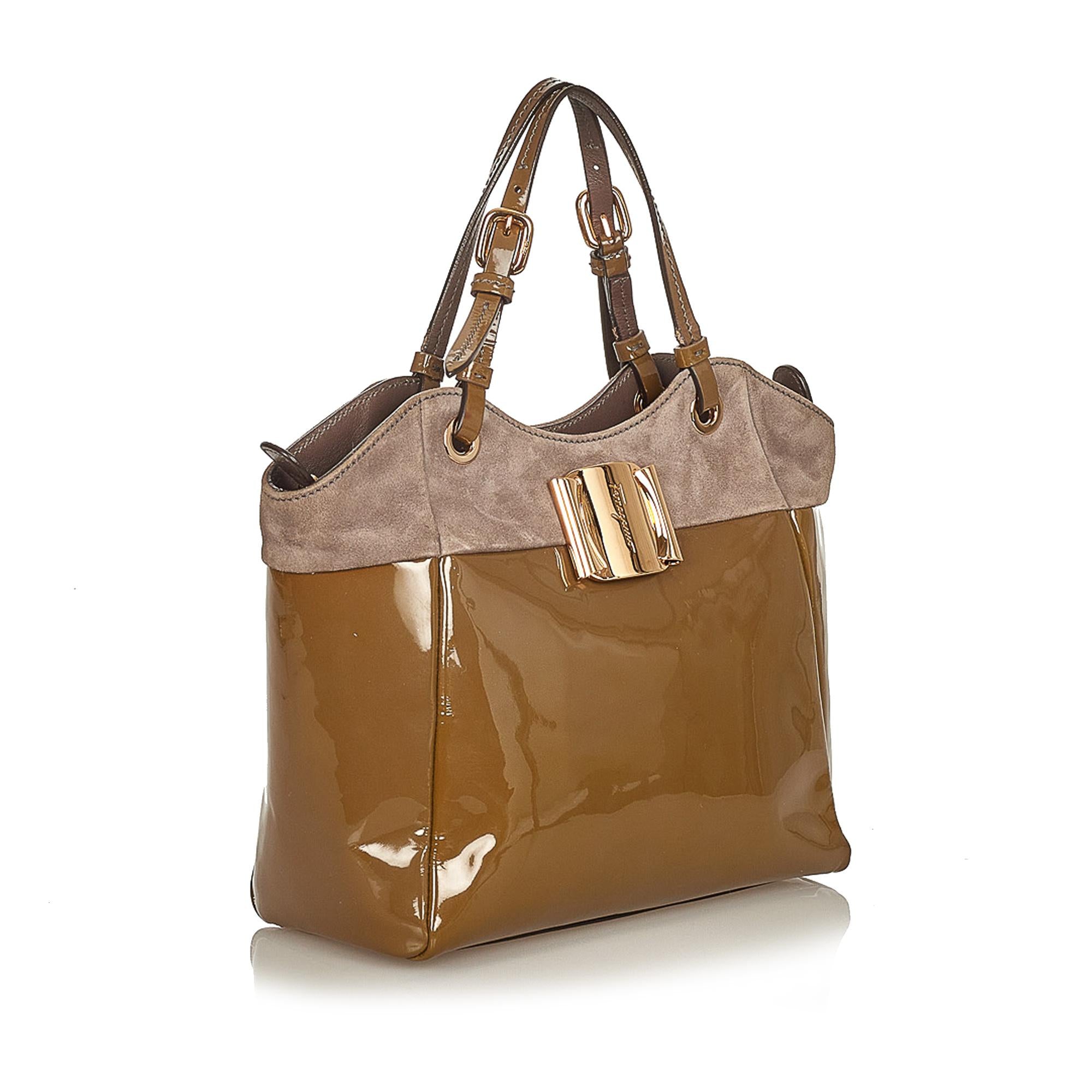 Salvatore Ferragamo Vara Vinyl Satchel (SHG-25260)