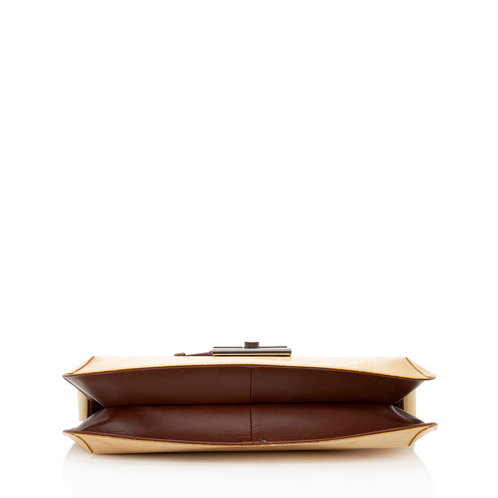 Salvatore Ferragmo Vintage Patent Leather Wood Logo Shoulder Bag (SHF-18156)