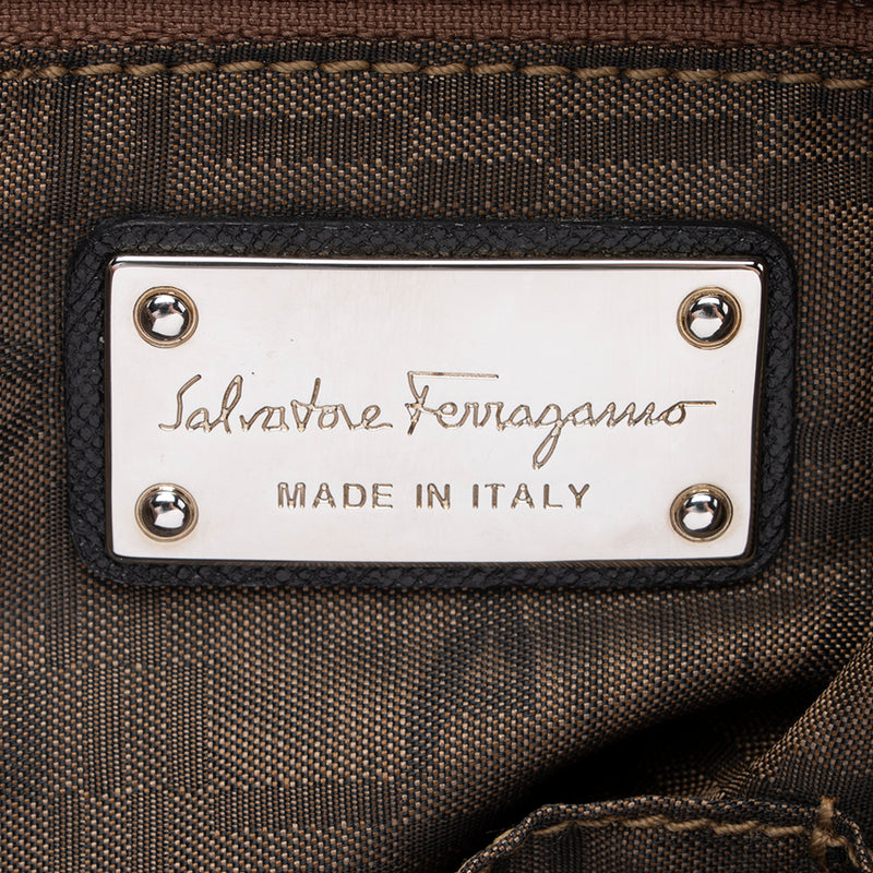 Salvatore Ferragamo Leather Flip Lock Large Satchel (SHF-16829)
