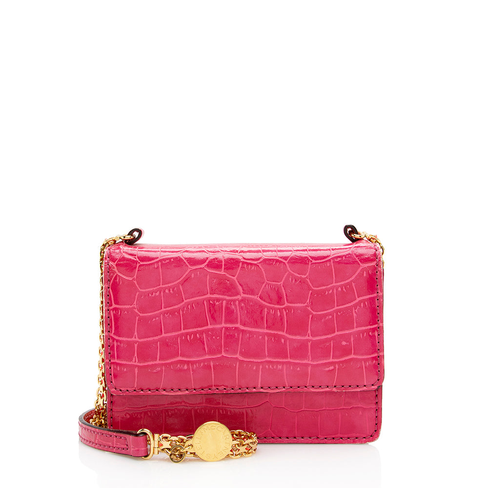 Vogue Shiny Black Faux Crocodile Leather Wallet Handbag | PoshCadillac