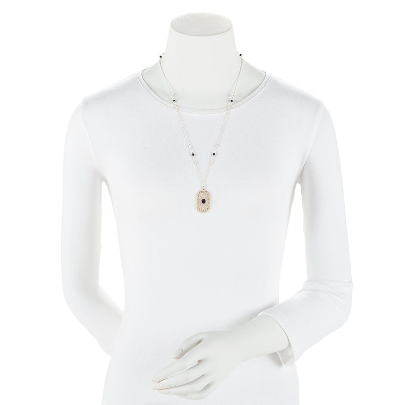 Tiffany & Co. Ziegfeld Sterling Silver Onyx Pearl Daisy Necklace (SHF-20403)
