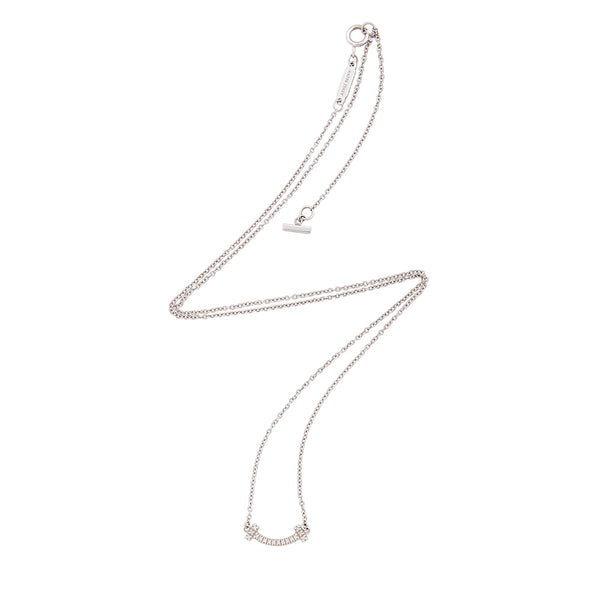 Tiffany & Co. 18kt White Gold Diamond T Smile Mini Necklace (SHF-17767)