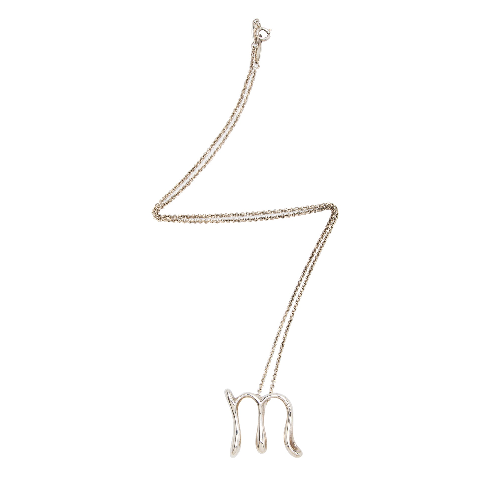 Tiffany & Co. Elsa Peretti Sterling Silver Alphabet Letter M Pendant Necklace (SHF-23079)