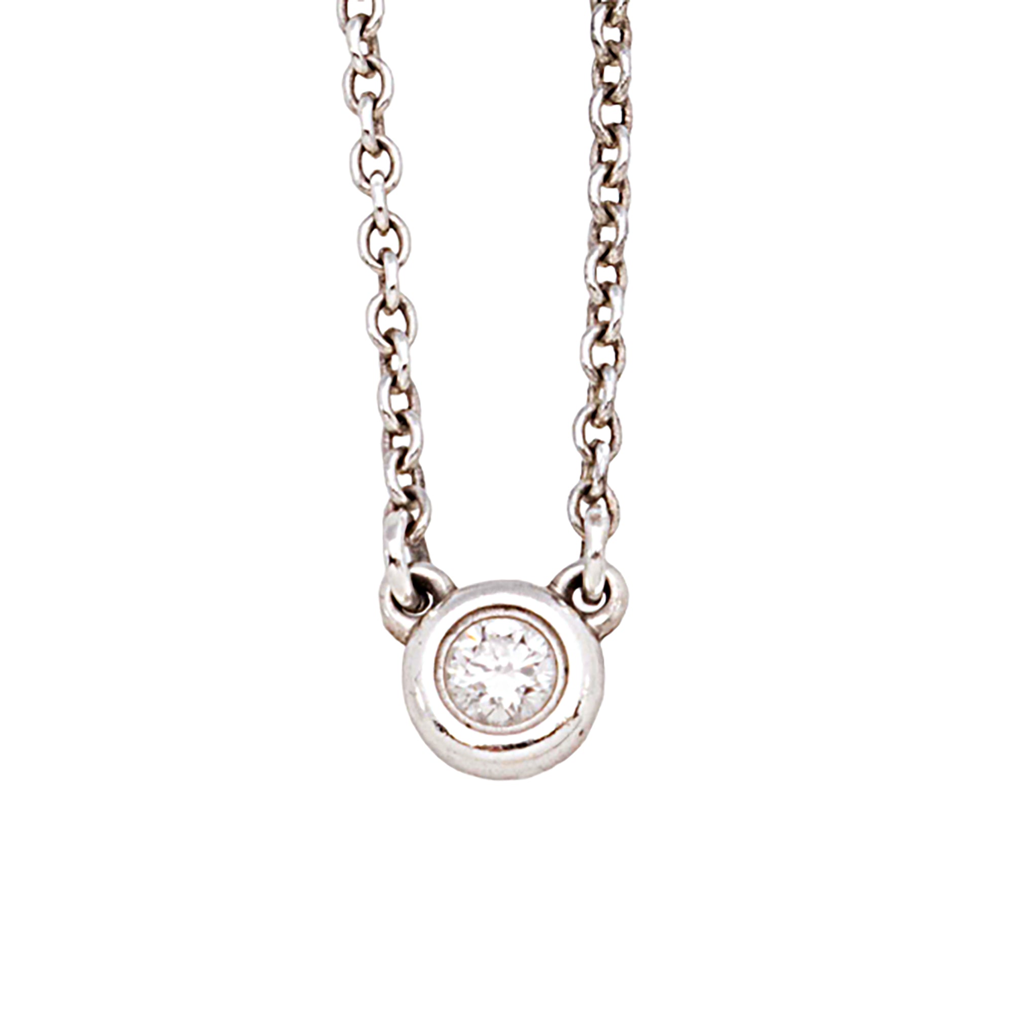 Tiffany & Co. Elsa Peretti Sterling Silver Diamonds By The Yard Single Diamond Pendant Necklace (SHF-lKM3VO)
