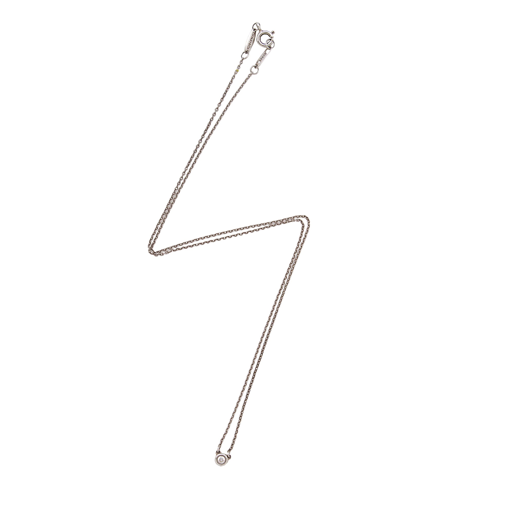 Tiffany & Co. Elsa Peretti Sterling Silver Diamonds By The Yard Single Diamond Pendant Necklace (SHF-lKM3VO)