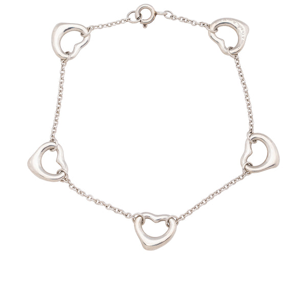Tiffany & Co. Sterling Silver Elsa Peretti Open Hearts Bracelet (SHF-17457)