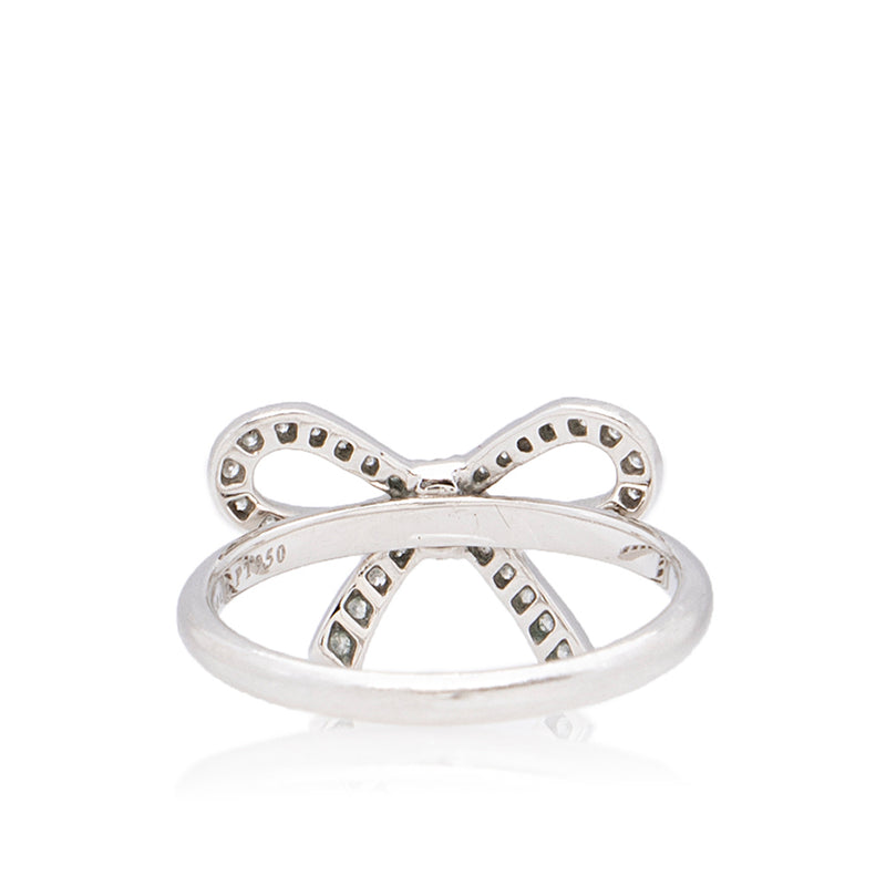 Tiffany & Co. Platinum Diamond Bow Ring - Size 5 3/4 (SHF-20716)