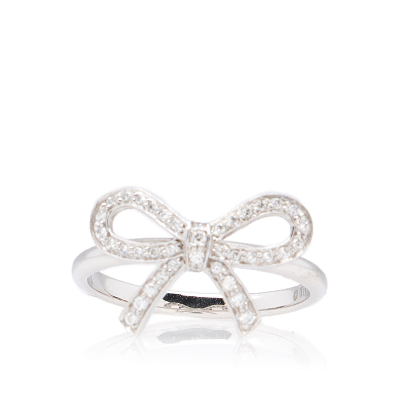 Tiffany & Co. Platinum Diamond Bow Ring - Size 5 3/4 (SHF-20716)