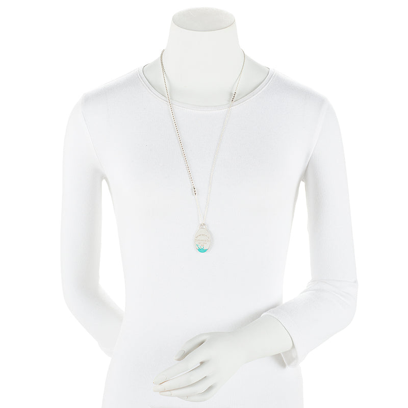 Tiffany & Co. Sterling Silver Enamel Color Splash Oval Necklace (SHF-20401)