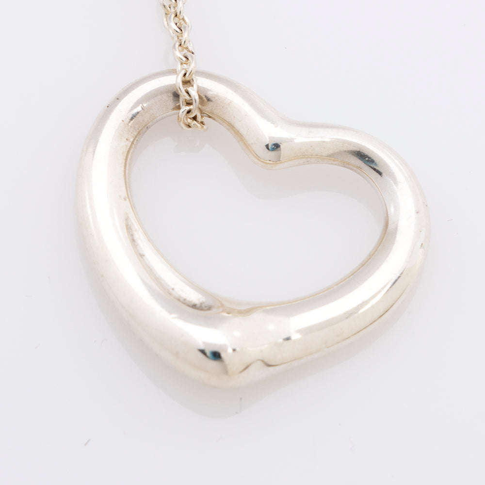 Tiffany & Co. Sterling Silver Elsa Peretti Open Heart Medium Necklace (SHF-18875)