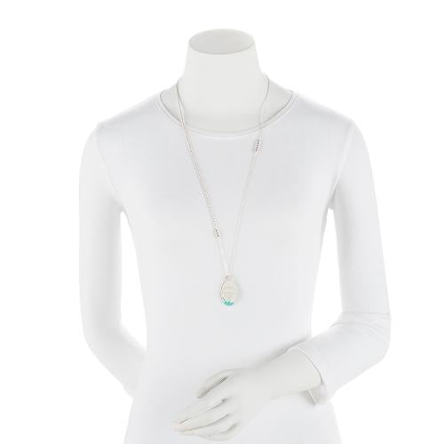 Tiffany & Co. Sterling Silver Enamel Color Splash Oval Pendant Necklace (SHF-YkTF5A)