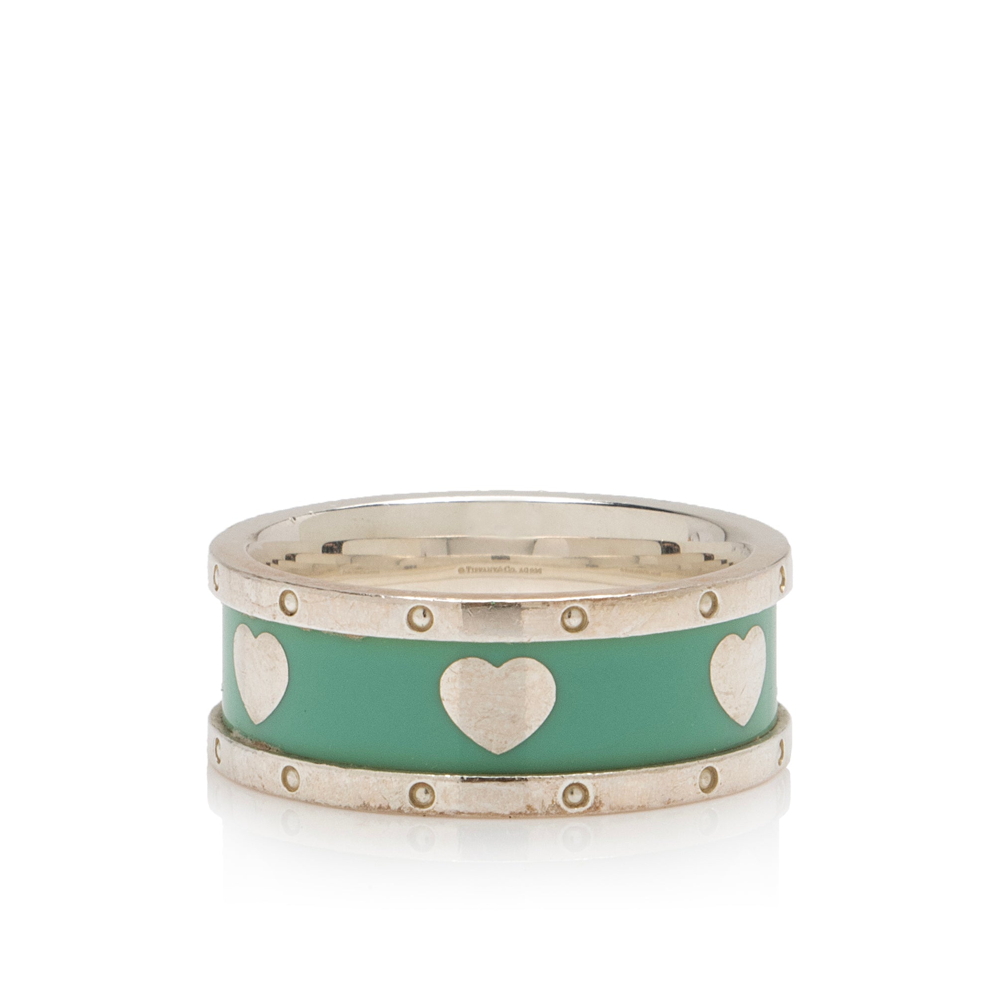 Tiffany & Co. Sterling Silver Enamel Return to Tiffany Love Heart Ring - Size 7 (SHF-kONDUY)