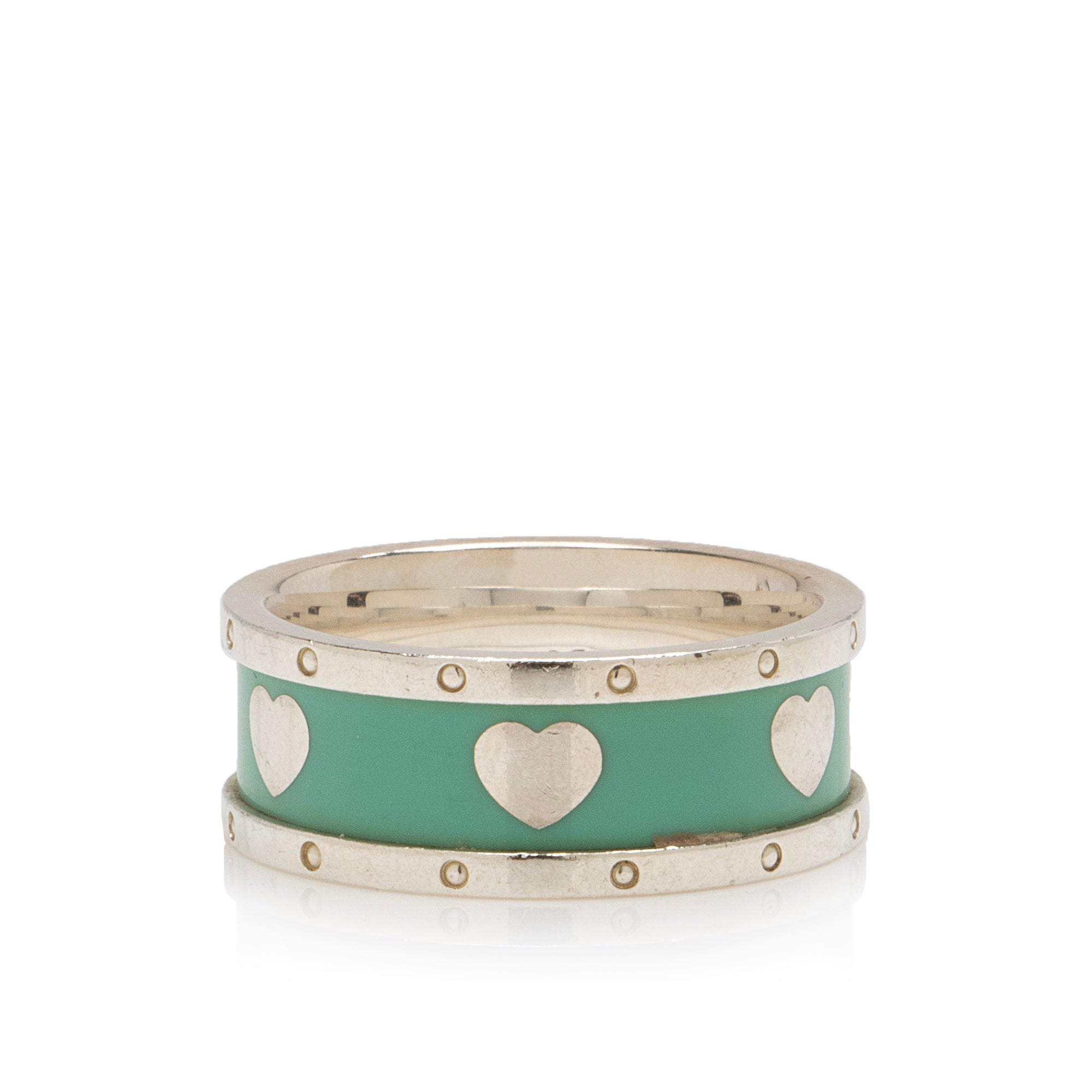 Tiffany & Co. Sterling Silver Enamel Return to Tiffany Love Heart Ring - Size 7 (SHF-kONDUY)