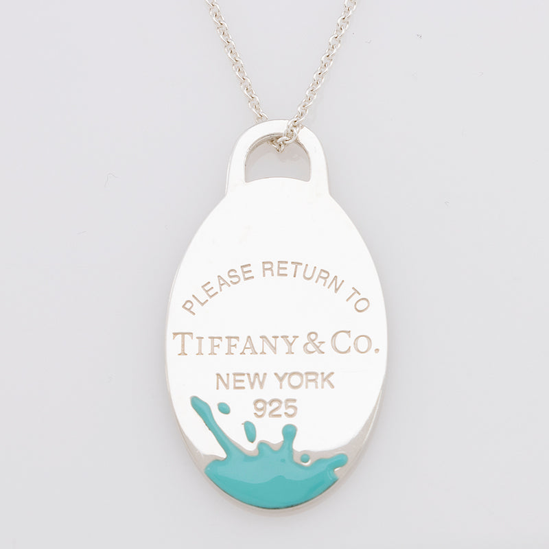 Tiffany & Co. Sterling Silver Enamel Color Splash Oval Necklace (SHF-20401)