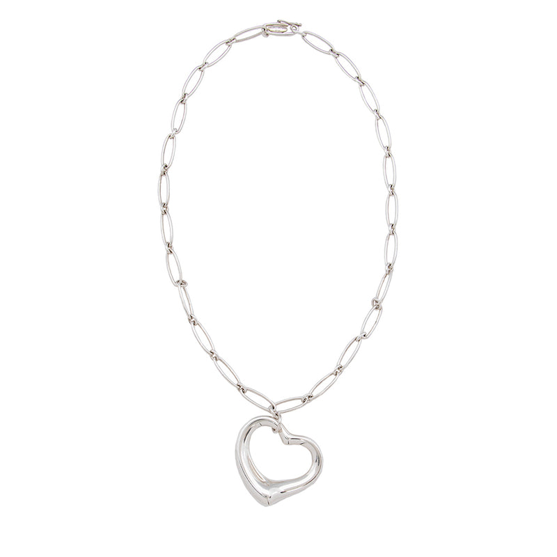 Tiffany & Co. Sterling Silver Large Open Heart Link Necklace (SHF-16064)