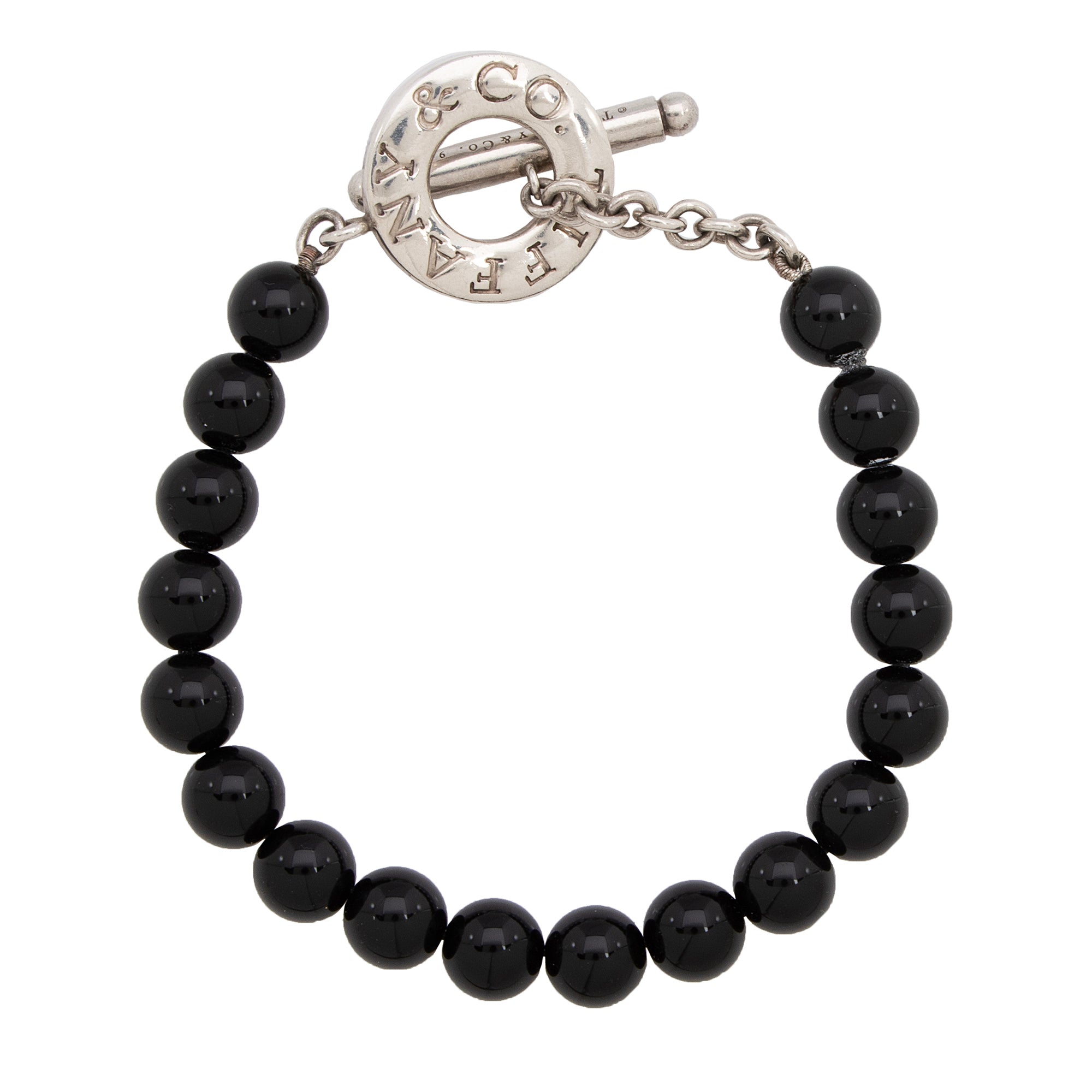 Tiffany & Co. Sterling Silver Onyx Bead Toggle Bracelet (SHF-23226)
