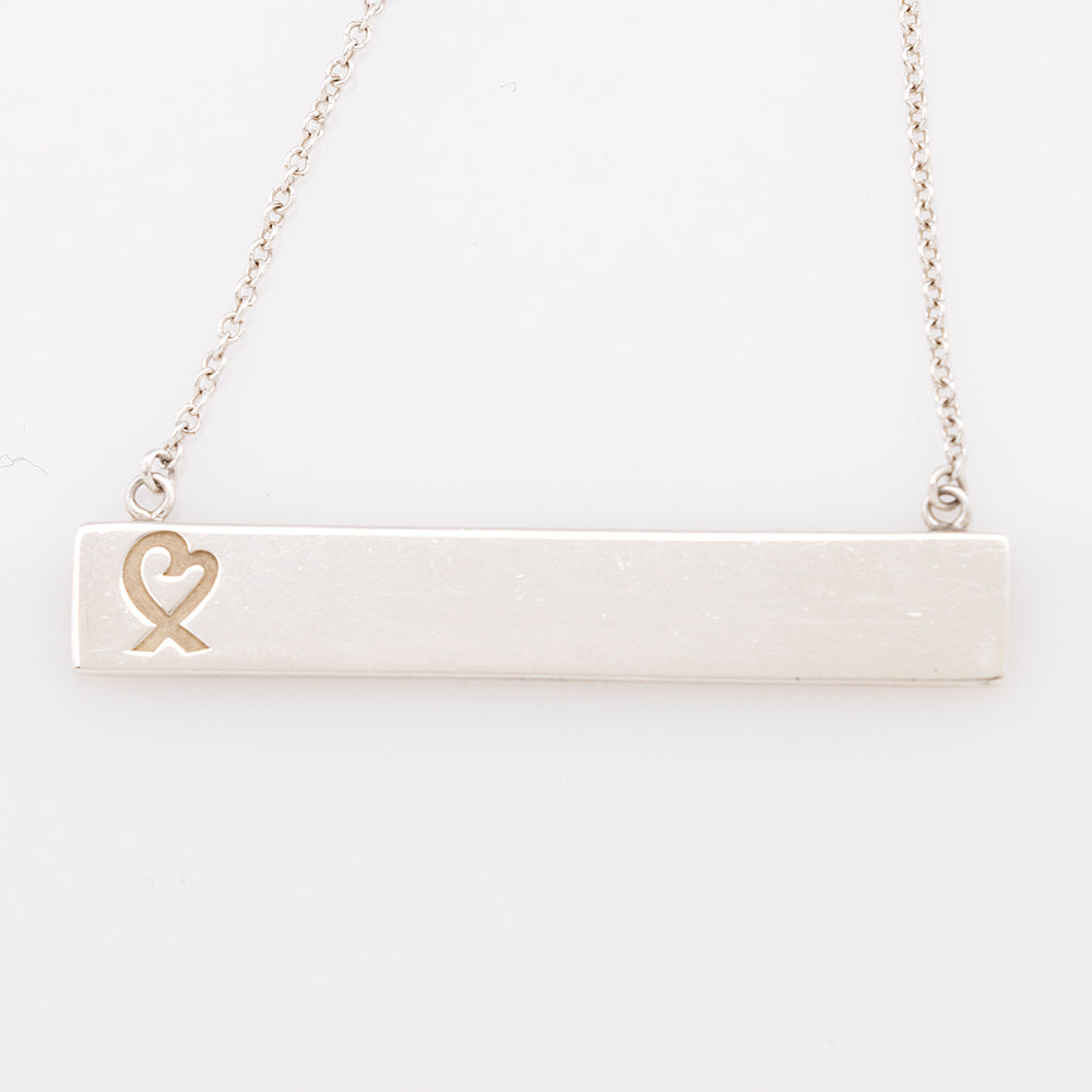 Tiffany & Co. Sterling Silver Paloma Picasso Loving Heart Bar Pendant Necklace (SHF-19885)