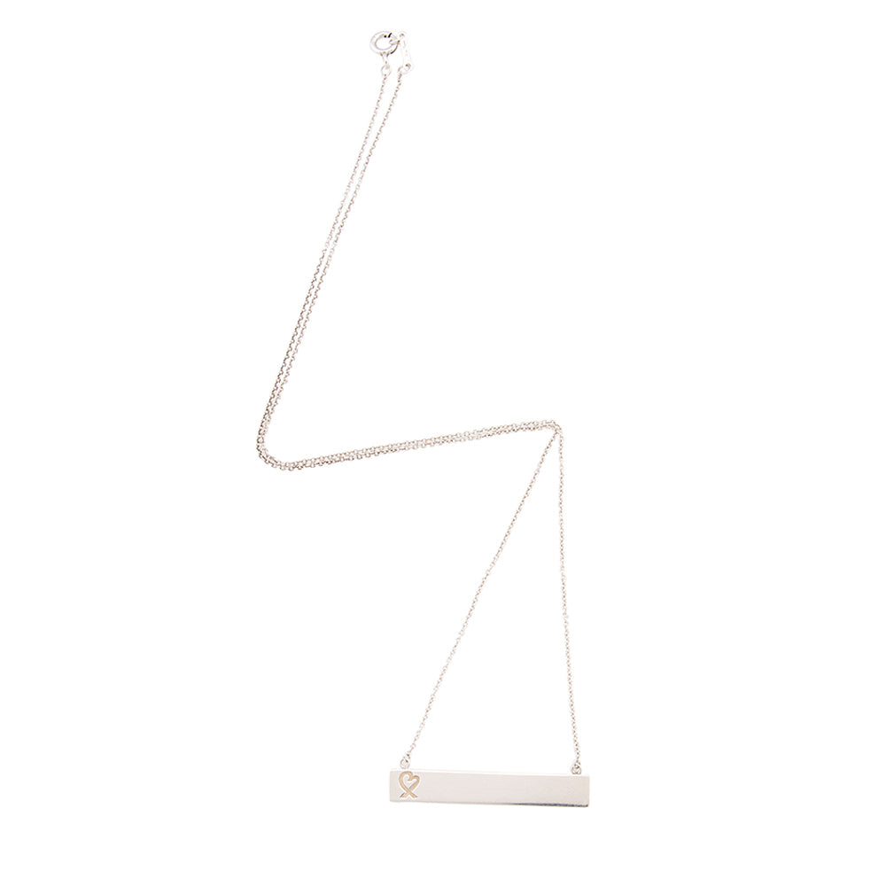 Tiffany & Co. Sterling Silver Paloma Picasso Loving Heart Bar Pendant Necklace (SHF-19885)