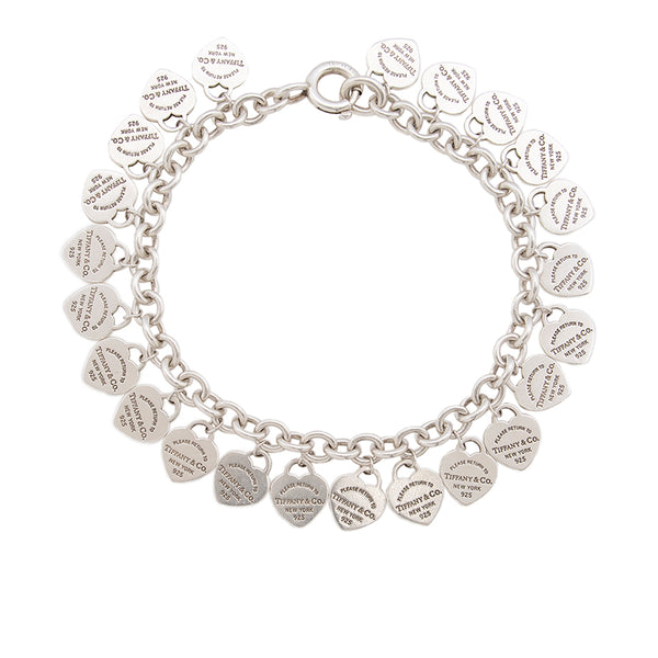 Tiffany Sterling Silver Return To Tiffany Multi Heart Tag Bracel