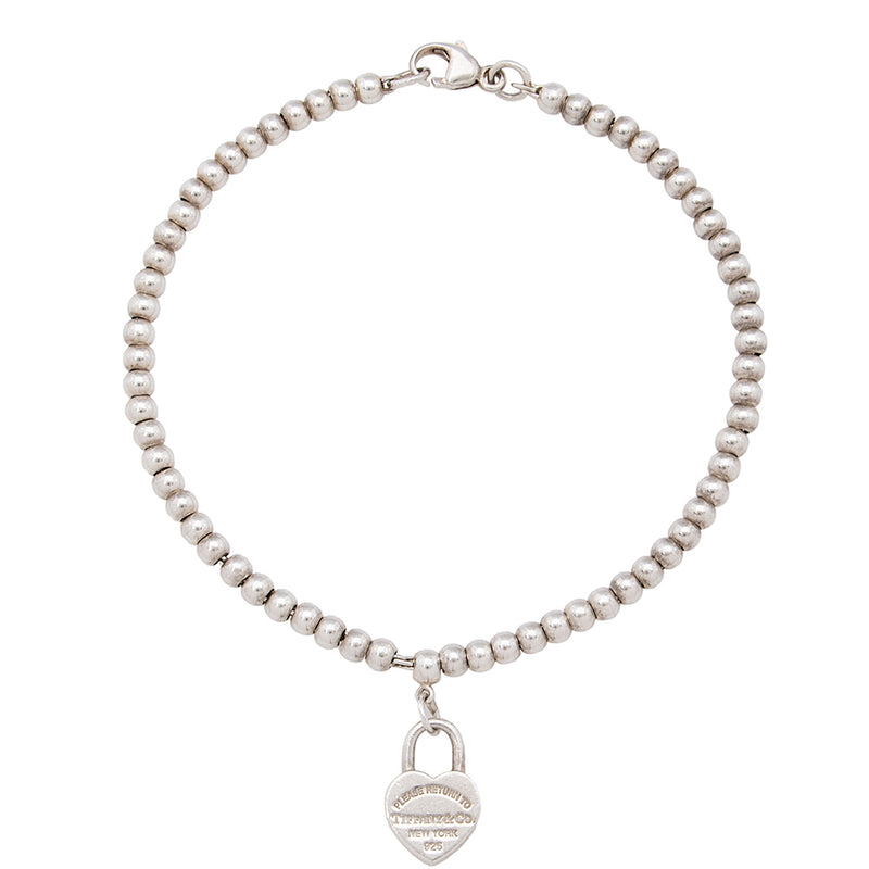 Return to Tiffany Heart Tag Bead Bracelet in Yellow Gold, Size: 7 in.