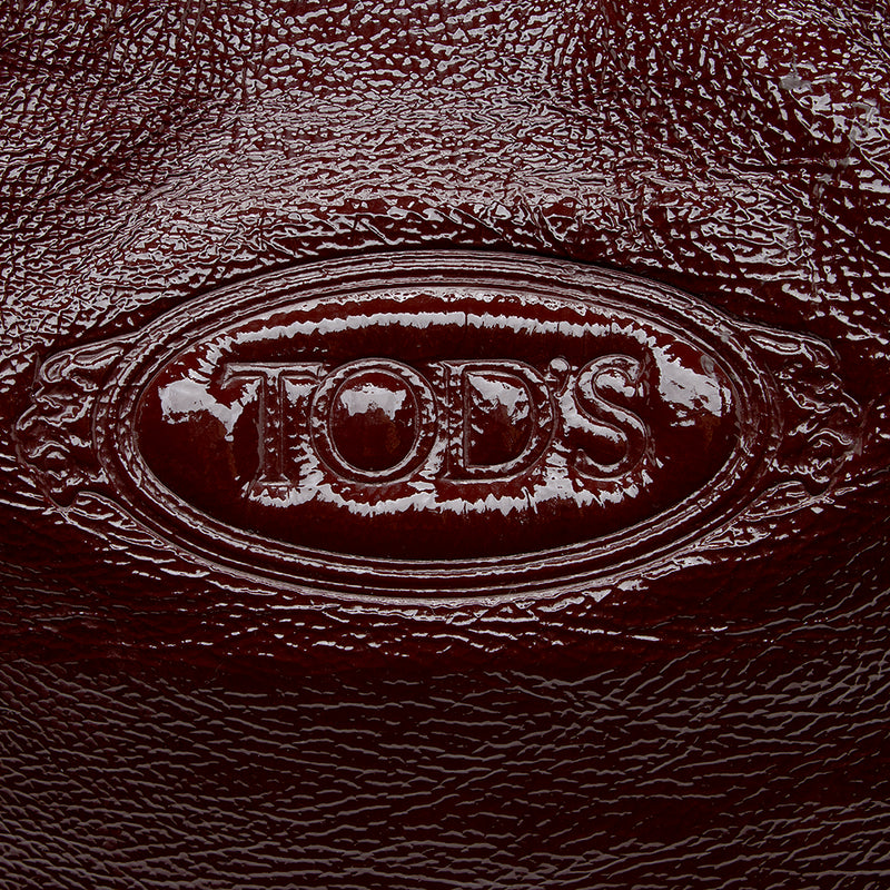 Tod's Patent Leather Logo Media Shopper Medium Tote (SHF-18151)