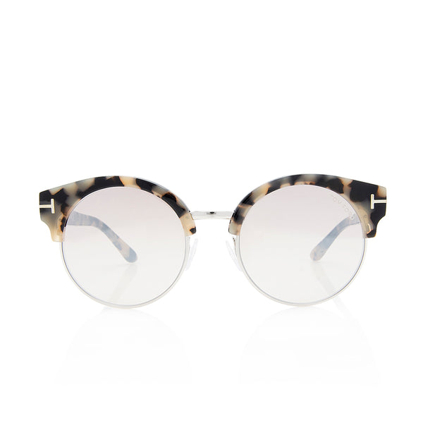 Tom Ford Alissa TF608 Oversized Round Sunglasses Light Havana 56G Tom Ford ALISSA FT0608 56G Havana Silver Round Mirror  main image 4